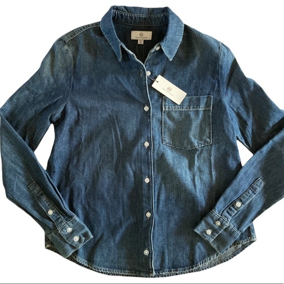 Adriano Goldschmied AG Cade Chambray Shirt NWT - Picture 9 of 12